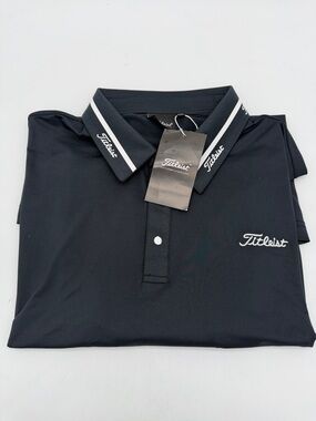 NWT Titleist Men's High-Performance Stretch Black Polo Golf Shirt Size 3XL